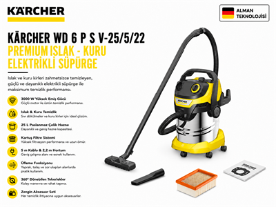 Kaercher WD 5 S V-25/5/22 Premium Islak - Kuru Elektrikli Süpürge