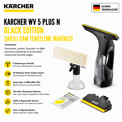 Kaercher WV 5 Plus N Black Edition Şarjlı Cam Temizleme Makinesi