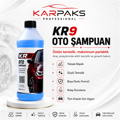 KARPAKS KR9 Oto Şampuan 1 LT | Yoğun Köpüklü Profesyonel Araç Şampuanı