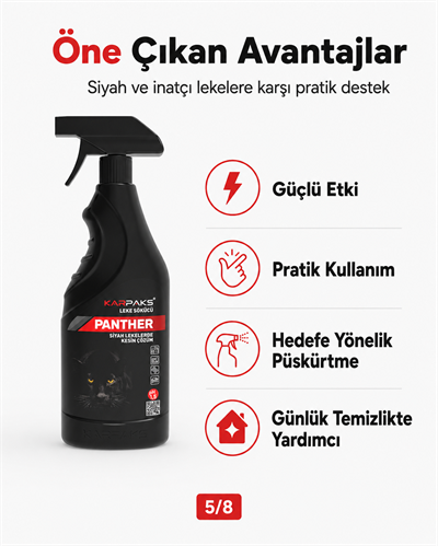 Karpaks Panther Siyah Leke Sökücü Sprey 750 ml Halı Koltuk Kumaş Araç İçi Döşeme Leke Temizleyici