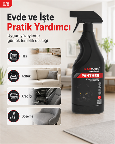Karpaks Panther Siyah Leke Sökücü Sprey 750 ml Halı Koltuk Kumaş Araç İçi Döşeme Leke Temizleyici