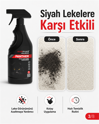 Karpaks Panther Siyah Leke Sökücü Sprey 750 ml Halı Koltuk Kumaş Araç İçi Döşeme Leke Temizleyici