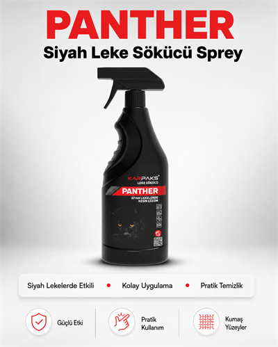 Karpaks Panther Siyah Leke Sökücü Sprey 750 ml Halı Koltuk Kumaş Araç İçi Döşeme Leke Temizleyici
