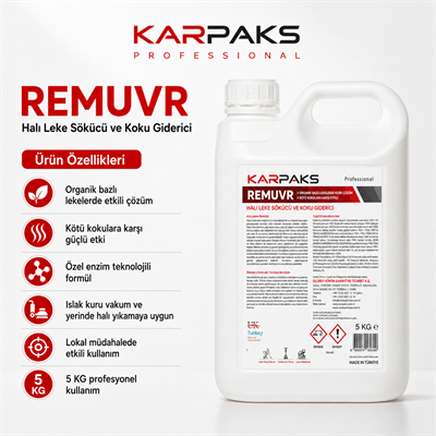 Karpaks Remuvr Profesyonel Halı Leke Sökücü ve Koku Giderici 5 KG – Enzim Teknolojili Güçlü Formül