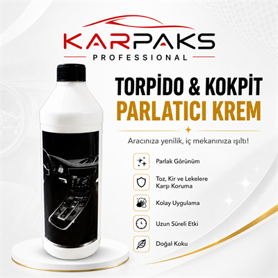 KARPAKS Torpido & Kokpit Parlatıcı Krem 1 LT | Araç İçi Plastik Yenileyici