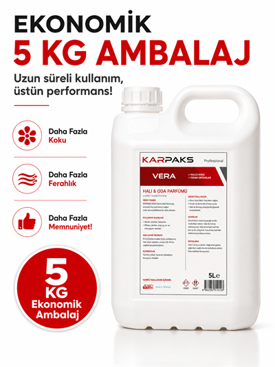 Karpaks Vera Halı ve Oda Parfümü 5 L Kalıcı Ferah Koku Profesyonel Kullanım