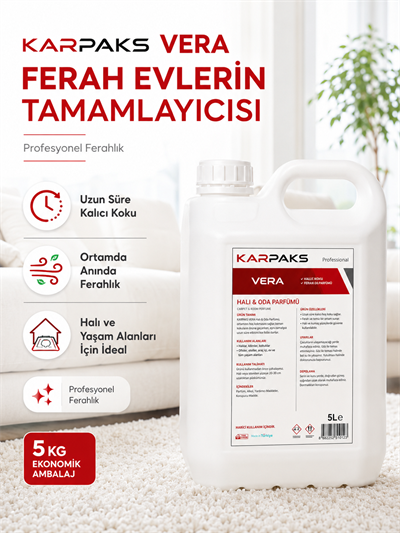 Karpaks Vera Halı ve Oda Parfümü 5 L Kalıcı Ferah Koku Profesyonel Kullanım