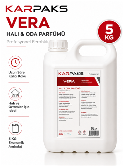 Karpaks Vera Halı ve Oda Parfümü 5 L Kalıcı Ferah Koku Profesyonel Kullanım