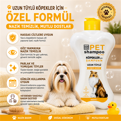 Uzun Tüylü Köpek Şampuanı 400 ml | Yumuşak ve Parlak Tüy Bakımı