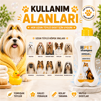 Uzun Tüylü Köpek Şampuanı 400 ml | Yumuşak ve Parlak Tüy Bakımı