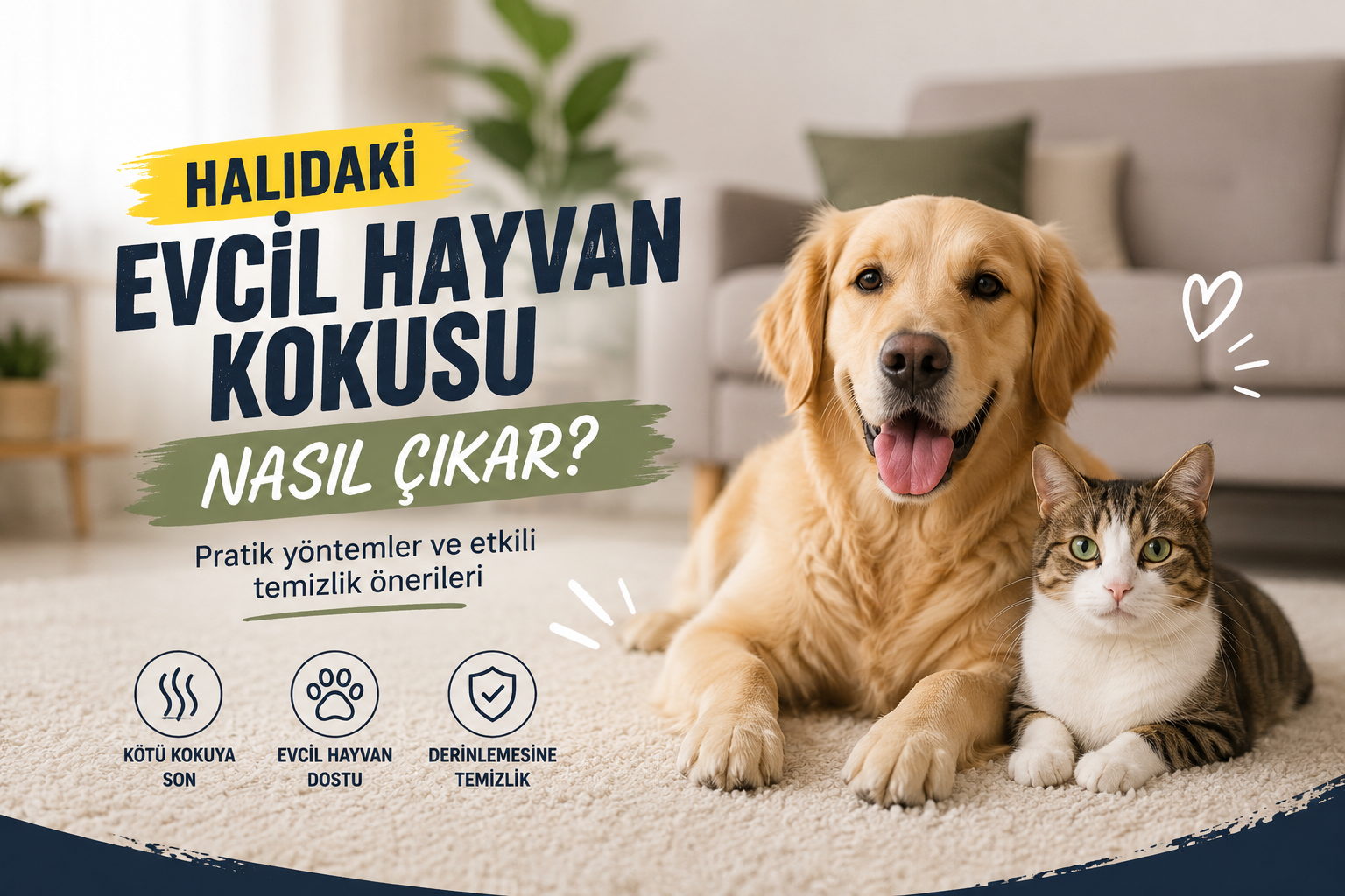 Halıdaki evcil hayvan kokusu nasıl çıkar?