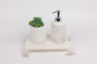 2İn 3 Lü Ginko Set Beyaz-Gümüş