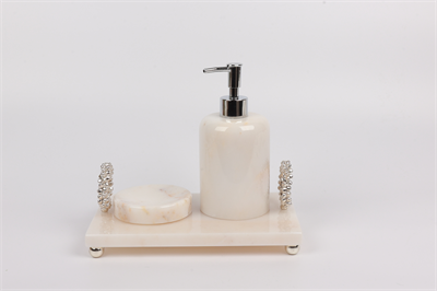 2İn Çan Aksesuarlı 3Lü Set Beyaz-Gümüş