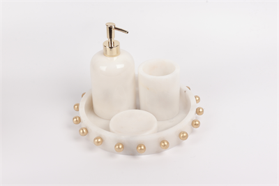 2İn Kabaralı 4 Lü Set Beyaz-Gold