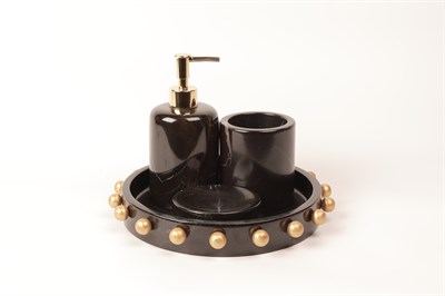 2İn Kabaralı 4 Lü Set Siyah-Gold