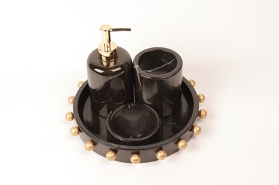 2İn Kabaralı 4 Lü Set Siyah-Gold