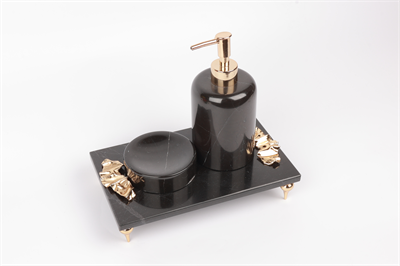 2İn Ribbon 3Lü Set Siyah-Gold