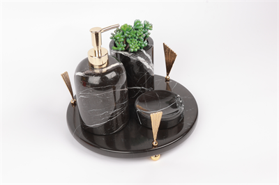 2in Yelpaze 4 Lü Set Siyah-gold