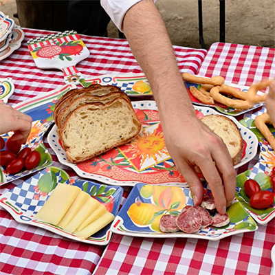 Bacı Milano Dolce Vita 7 Parça Mermer Desenli Melamin Meze Tabağı Seti