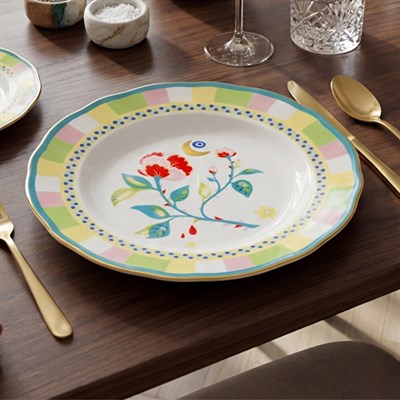 Bacı Milano Mamma Mia Karanfil Desenli Pasta Tabağı 22 Cm
