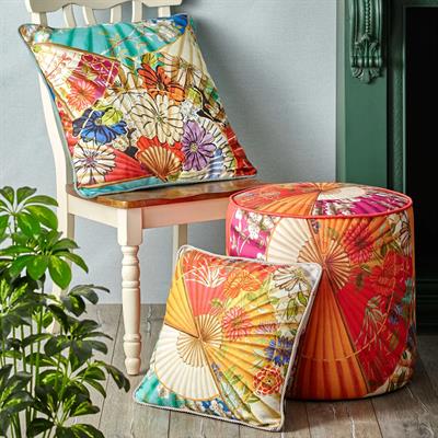 Bacı Mılano Ventaglı Turkuaz Kadife Yastık 60X60 Cm
