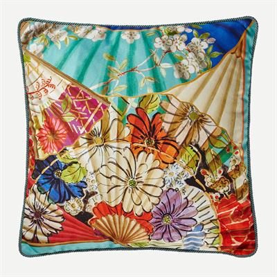 Bacı Mılano Ventaglı Turkuaz Kadife Yastık 60X60 Cm