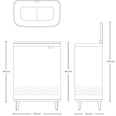 Bo Beyaz Plastik Kapaklı Çamaşır Sepeti 2x45l