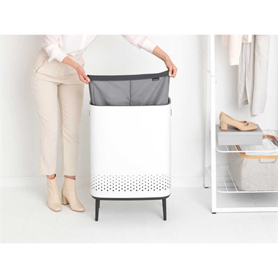Bo Beyaz Plastik Kapaklı Çamaşır Sepeti 2x45l