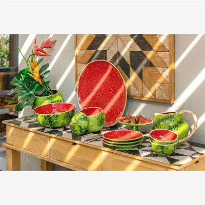 Bordallo Pinheiro Watermelon Kırmızı Seramik Servis Tabağı 33 Cm