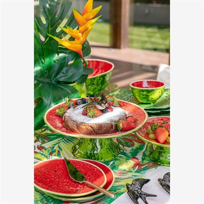 Bordallo Pinheiro Watermelon Kırmızı Seramik Kek Standı 33 Cm