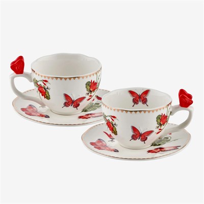 Chiara Alessi Butterfly Kırmızı Porselen Kahve Fincan Seti 120 Ml