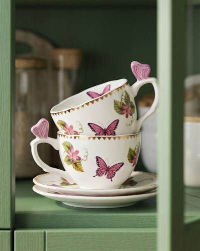 Chiara Alessi Butterfly Mor Porselen Kahve Fincan Seti 120 Ml