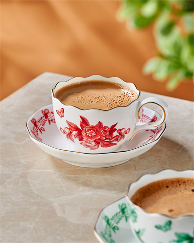 Chiara Alessi Kırmızı Porselen Kahve Fincan Seti 100 Ml Primavera Collection