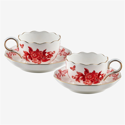 Chiara Alessi Kırmızı Porselen Kahve Fincan Seti 100 Ml Primavera Collection