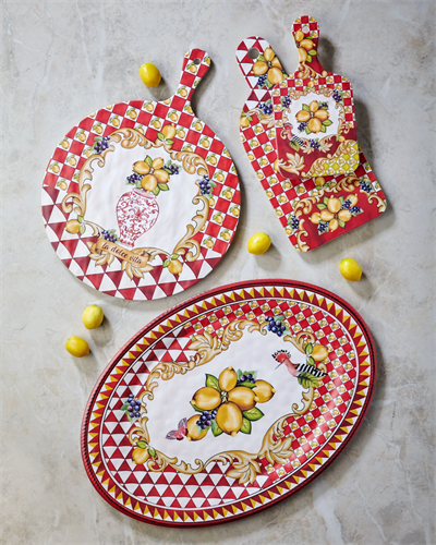 Chıara Alessi Portofino Kırmızı Yüz Desenli Sunum Tahtası 34Cm