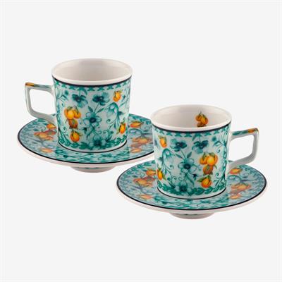 Chiara Alessi Turkuaz Porselen Kahve Fincan Seti 120 Ml Arancia Collection