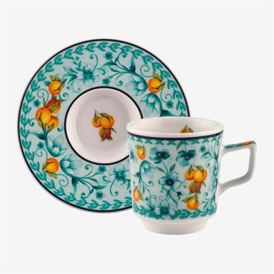 Chiara Alessi Turkuaz Porselen Kahve Fincan Seti 120 Ml Arancia Collection