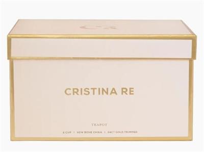 Cristina Re Demlik Beyaz&Gold 4 Fincanlık