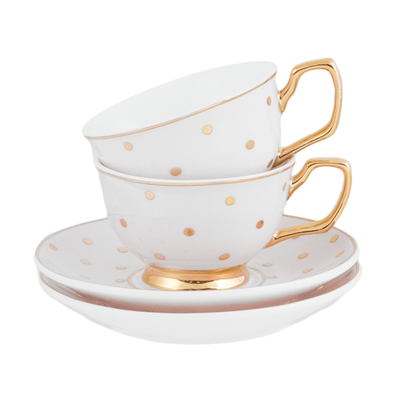 Cristina Re Ivory Polka Gold 2Li Kahve Fincanı