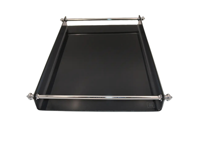 Esra Turan Uzun Gümüş Kulplu Büyük Boy Siyah Tepsi