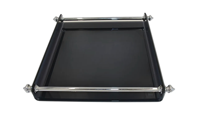 Esra Turan Uzun Gümüş Kulplu Küçük Boy Siyah Tepsi