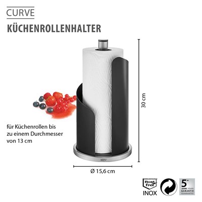 Gefu Curve Mutfak Rulo Tutucusu Çap:13 Cm Paslanmaz Çelik/plastik Siyah