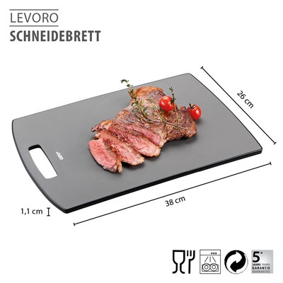 Gefu Levoro Büyük Kesme Tahtası, Siyah Renk 38x26x1,1 Cm