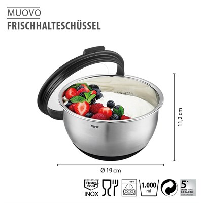 Gefu Muovo Taze Tutma Kasesi Paslanmaz Çelik Ø 16 Cm - 1 L