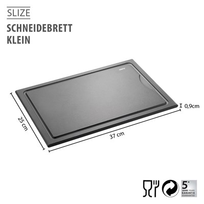 Gefu Slıze Orta Boy Kesme Tahtası, Siyah Renk 37x25x0,9 Cm