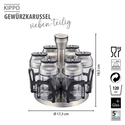 Kıppo Döner Baharatlık 7 Parça Paslanmaz Çelik 120 Ml