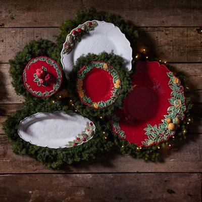 Bordallo Pinheiro 65020018 Christmas Garland Oval Kayık Servis ( 39,5X19 )