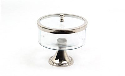 Lmd Optık Cam Ayaklı Kucuk Nıkel Kavanoz 15,7x15,7x18,5 Cm