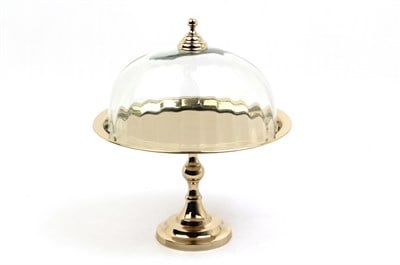Lmd Optık Cam Oval Gold Ayaklı Kek Standı 24,5x30x36,5 Cm