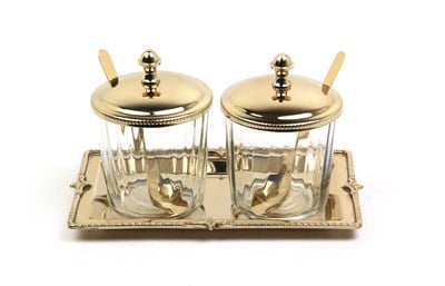 Lmd Optık Cam Tepsılı 2lı Gold Kavanoz Setı 12,5x21x13 Cm